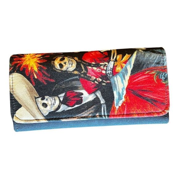 Día de los Muertos Day of The Dead Handmade Tri Fold Wallet - Picture 1 of 11